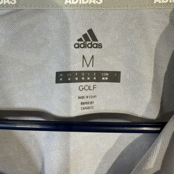 Adidas Golf Mens Sport Polo Breathable Moisture Wicking Size M Light Blue - Picture 2 of 9